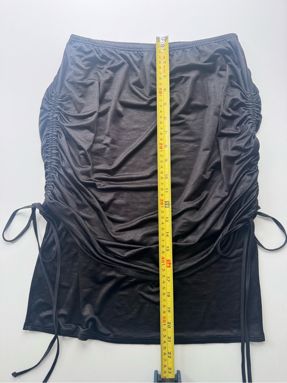 Black Ruched Drawstring Mini Skirt - Picture 5 of 7